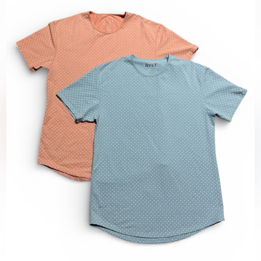 BYLT Drop-Cut LUX 2 Polka Dot shirts blue & peach size Small
